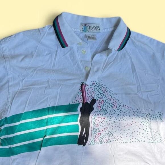 Vintage 80s players by van Huesen golf graphic polo tee men's size Large - Picture 2 of 5